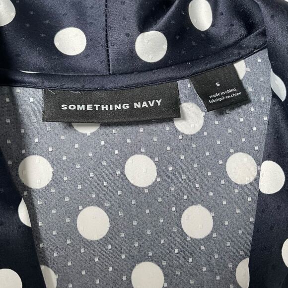 Something Navy Navy Blue & White Polka Dot Satin Pajama Robe – Size Small - Picture 9 of 10